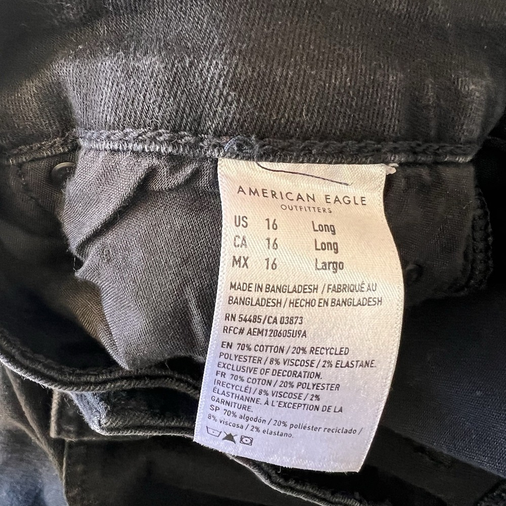 American Eagle Jeans Women 16 Black Hi Rise Festival Flare Next Level Stretch - Picture 8 of 12